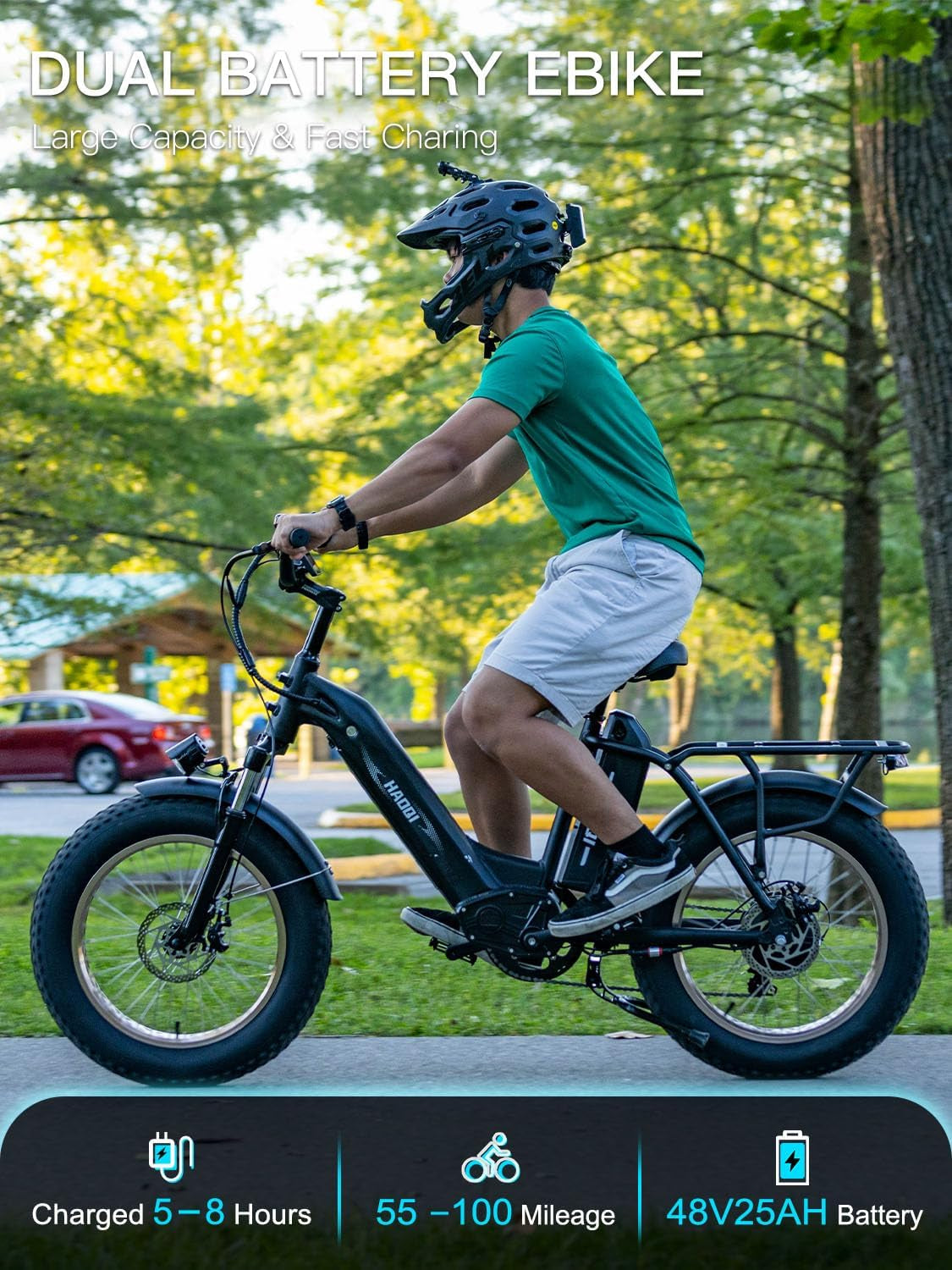 Antelope Electric Bike for Adults, Dual Battery Fat Tire Ebike, 750W Motor 48V 25AH Removable Battery, 20" X 4.0 Step-Thru Electric Bicycle with