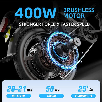 Electric Bike for Adults,[Unibody Magnesium Alloy] 1000W Motor 48V 25Ah/16Ah Battery Folding Electric Bicycles, 20" Fat Tire Electric Bike,Snow Beach