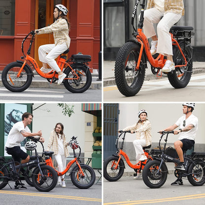 Electric Bike for Adults, 750W Long Range Foldable Ebike with One/Dual Removable Battery, 40-120 Mile/25-30Mph, 20" Fat Tire Electric Bicycle