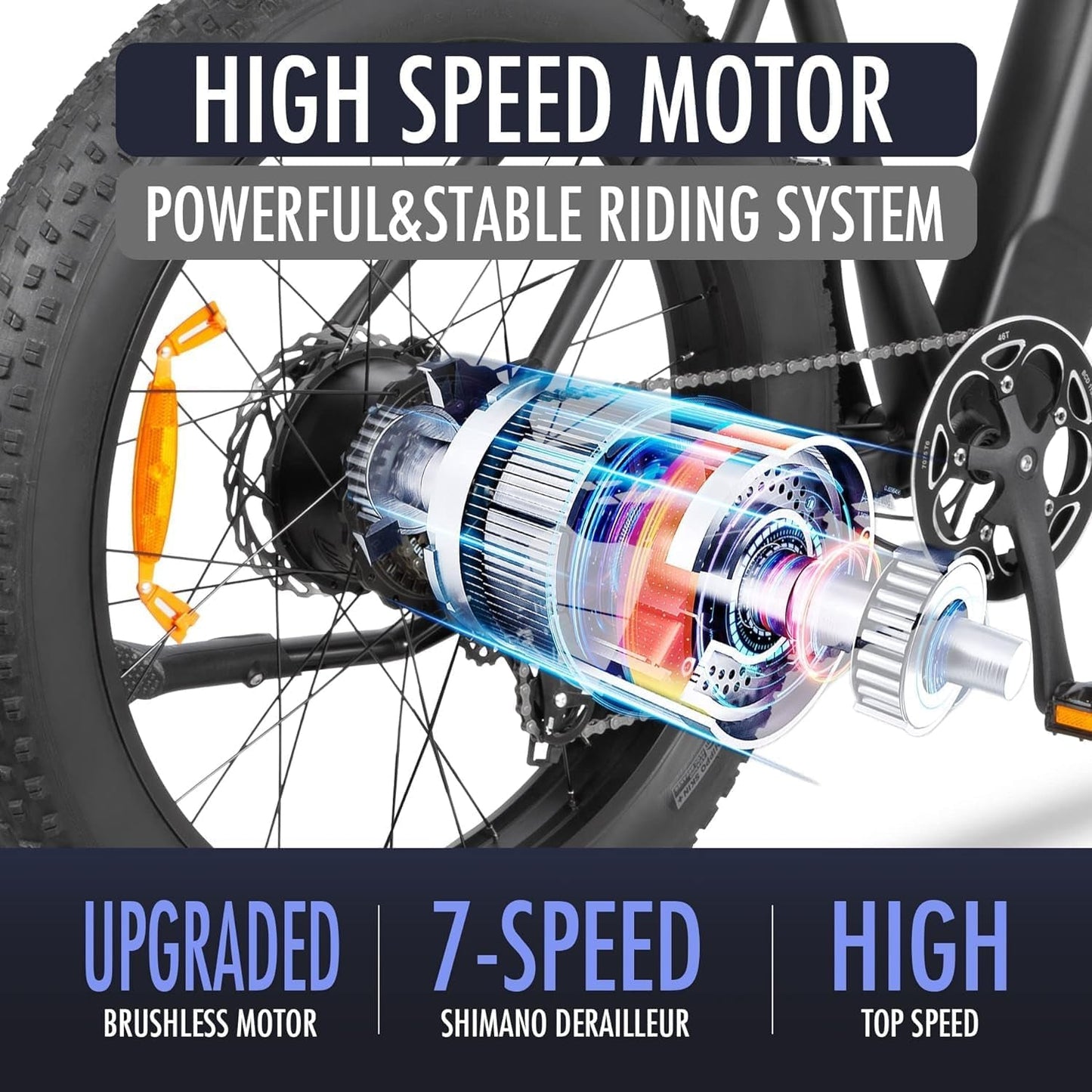 Electric Bike for Adult up to 80 Miles Long Range Mountain E-Bike, 750W 26" Fat Tire Electric Bicycle with Removable 48V 20Ah Battery, 7-Speed Dual