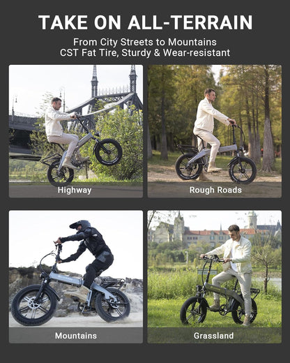 Electric Bike for Adults 1130W Peak BAFABG Motor 30MPH 48V 15AH Battery 60Miles Range Folding E Bikes for Adults Electric Bicycle 20 Inch Fat Tire