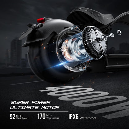 Electric Motorcycle for Adults, 4000W Motor 49MPH 55 Mlies Long Range,60V 42AH Battery Full Suspension, Dual Battery Option Street Legal Registrable