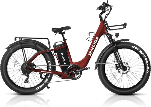 Electric Bike for Adults,1000W Peak Motor 28MPH with 26" X 4.0 Fat Tire Step-Thru Ebike,48V 15AH Removable Battery, Hydraulic Brake, Shock Absorber,