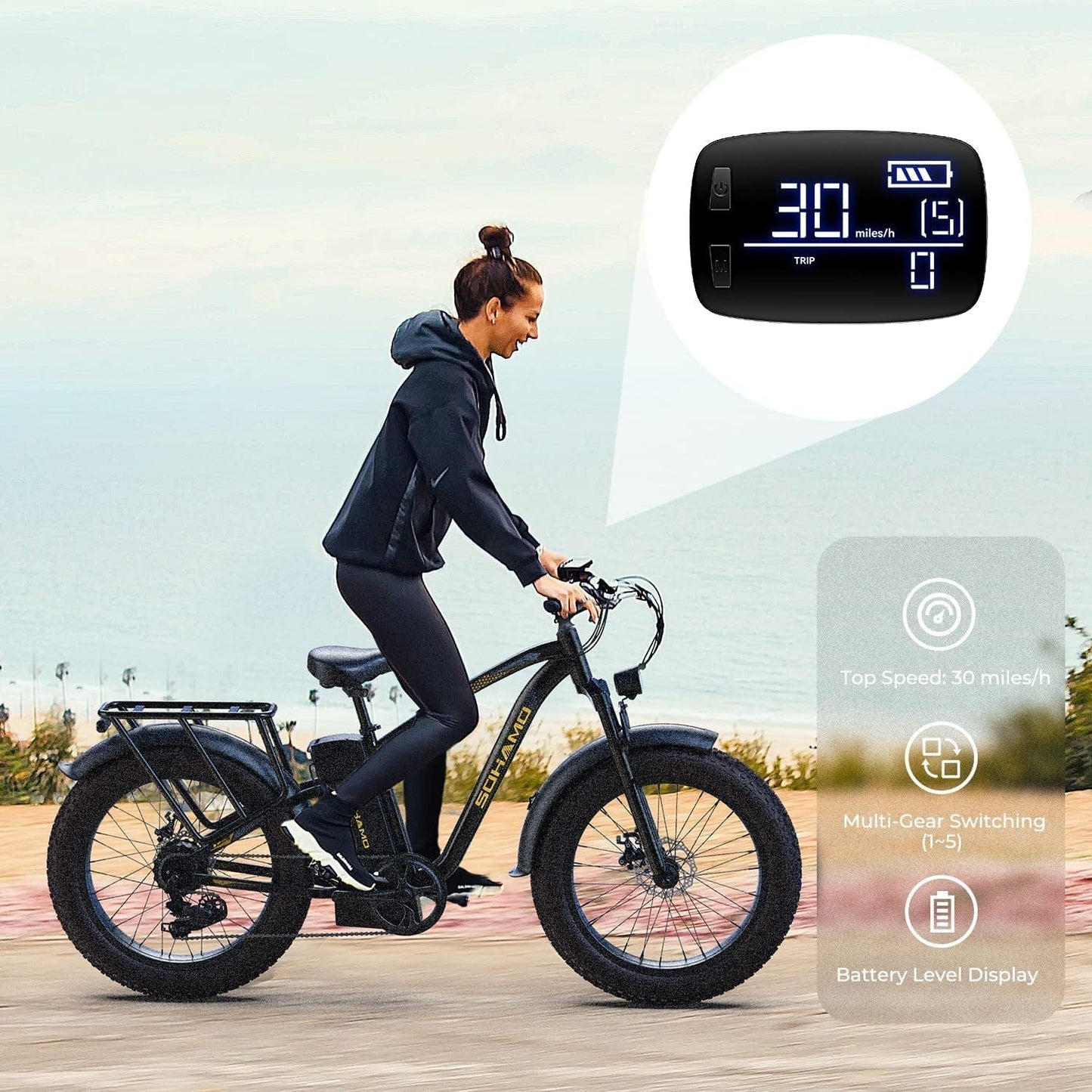 SOHAMO Electric Bicycles, 1000W Brushless Motor, 48V 20AH Removable Battery, 28Mph Max Speed Electric Bike with Derailleur, Ebike for Adults, for