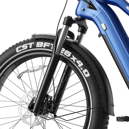 Ranger 4" Fat Tire E-Bike 330Lb Capacity BAFANG Rear Hub Motor 48V 750W Shimano 8-Speed Gears 45 Mile Range Custom LED Light Bar LCD Touchscreen