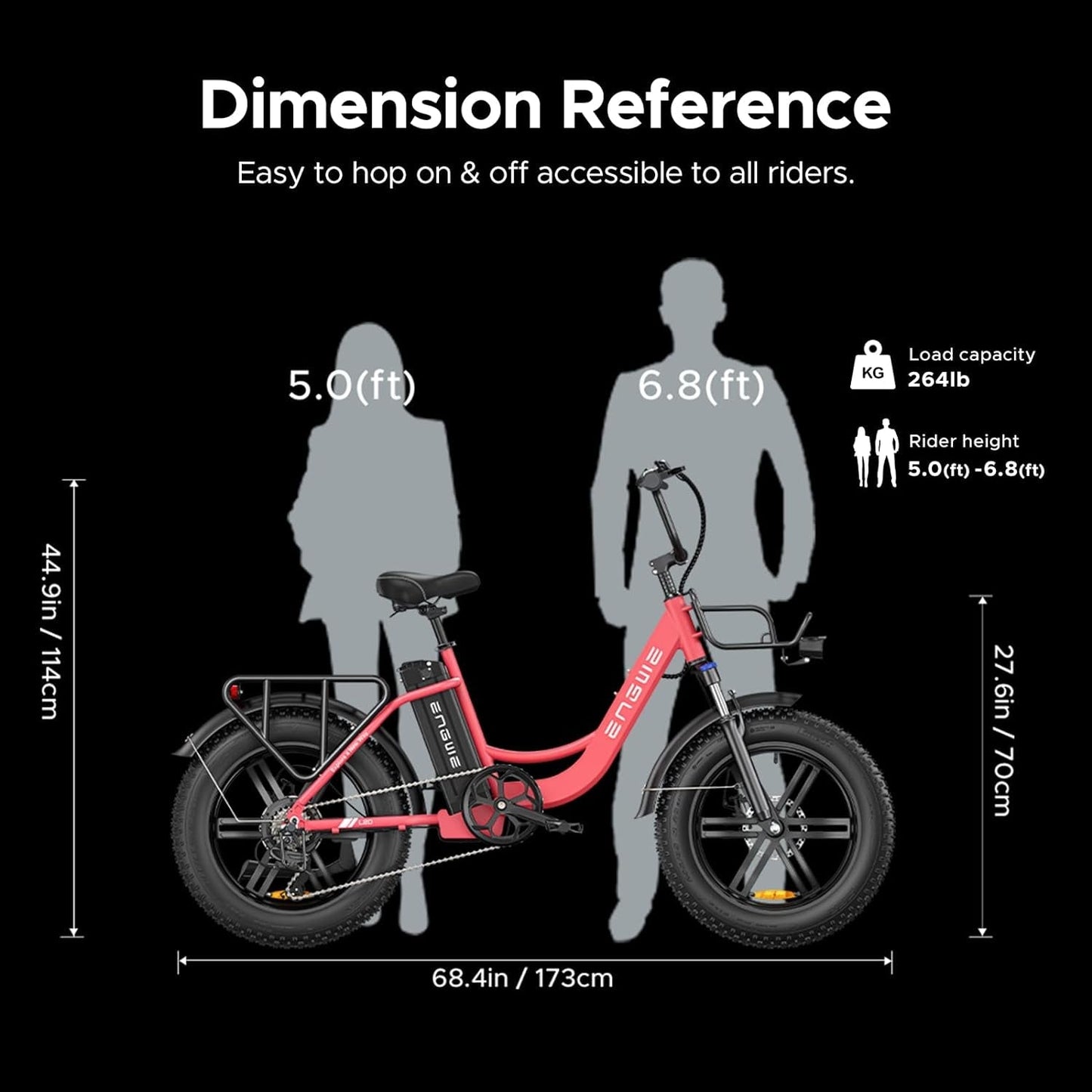 L20 750W Electric Bike for Adults Women - 20" Fat Tire Step-Thru E-Bike with 48V 13AH Battery, Shimano 7-Speed, Dual Shock Absorber - Perfect for