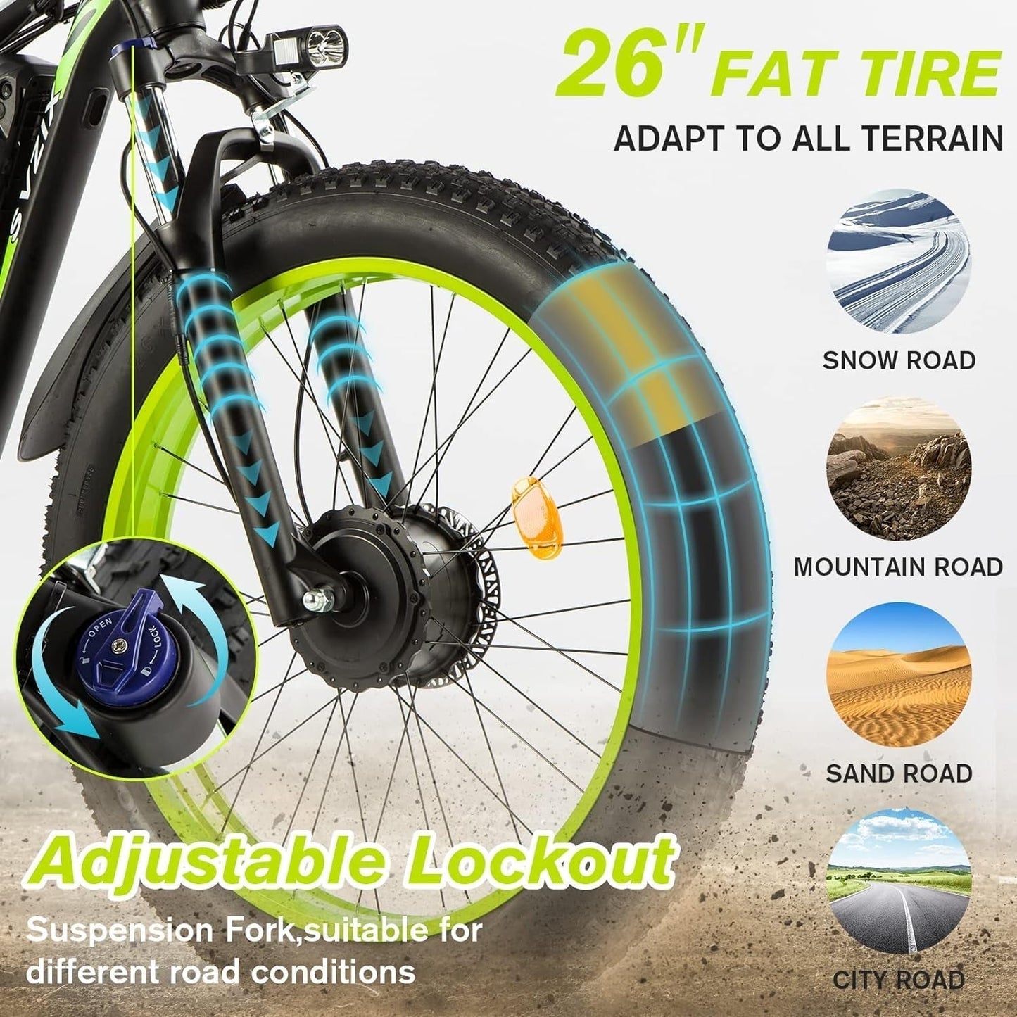 Electric Bike for Adults, 2000W Ebikes 26"X4" Fat Tire Bicycle, Dual Motor 48V/22.4Ah Removable Larger Battery Bikes for Beach Mountain Snow Commute