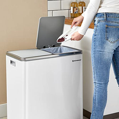 SONGMICS Dual Rubbish Bin, 2 x 30L Recycling Bin