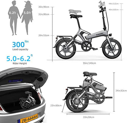 Electric Bike for Adults,[Unibody Magnesium Alloy] 1000W Motor 48V 25Ah/16Ah Battery Folding Electric Bicycles, 20" Fat Tire Electric Bike,Snow Beach