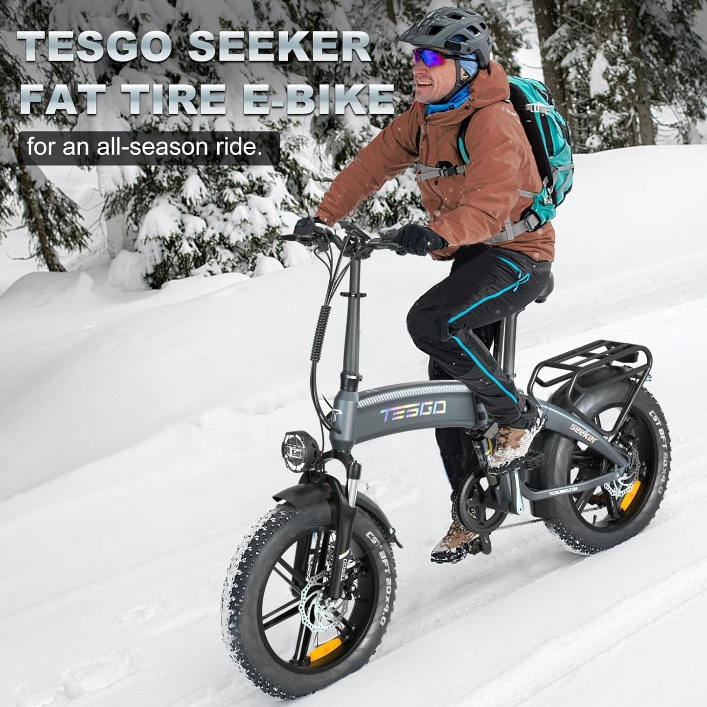 1000W Folding Electric Bicycle, 20 * 4.0" E-Bike Bicycle with 48V 17.4Ah/16.8Ah LG Battery, Unique Frame, All-Terrain Fat Tire Dual Suspension