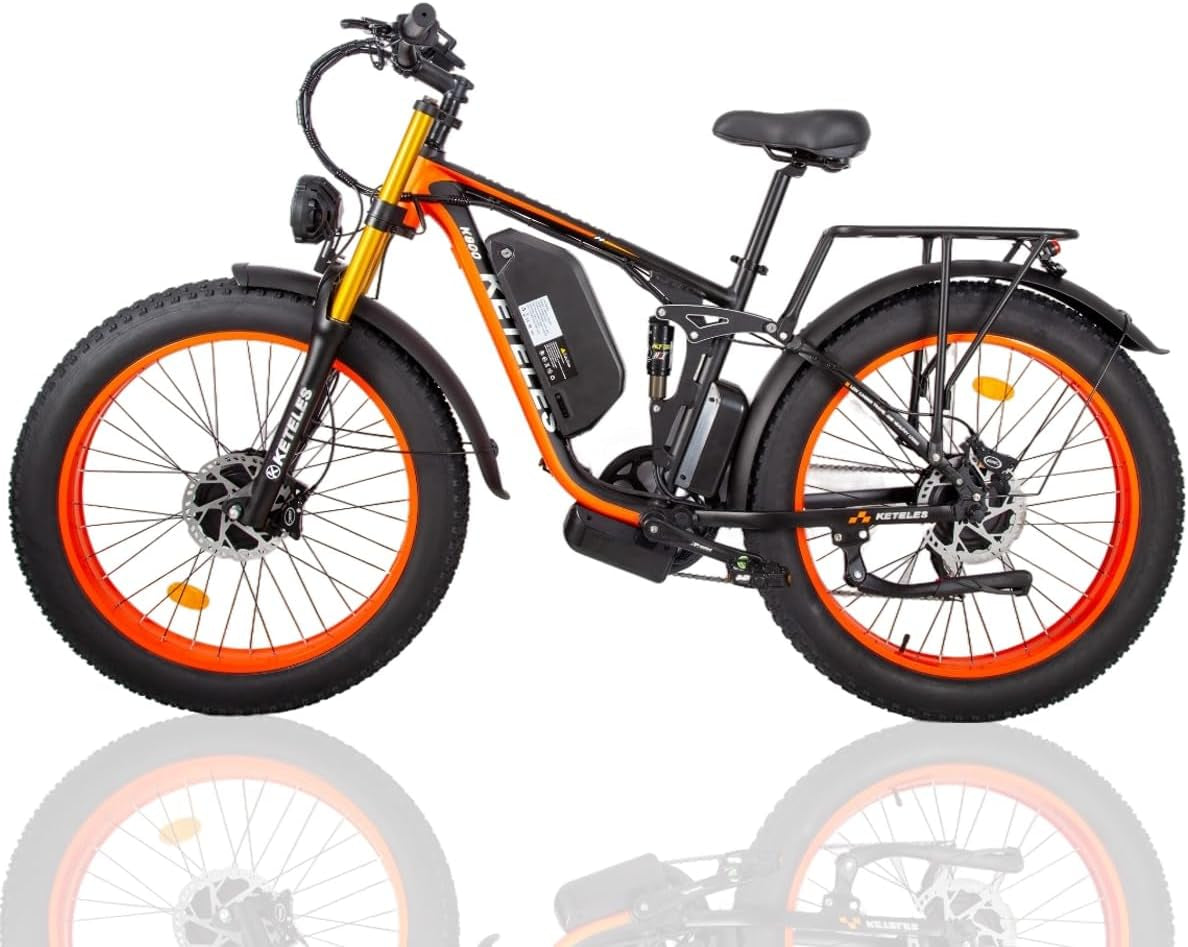 KETELES K800 Pro 2000W Dual Motor Electric Bike 48V 23AH Battery Front and Rear Shock Absorbers 7-Speed, Hydraulic Disc Brake, 26"X4.0" Inch Fat Tires