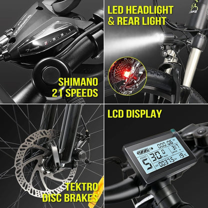 Electric Bike for Adult 750W Electric Mountain Bike 48V 13AH Removable Battery Ebike with Suspension Fork Aluminium Frame, Professional 21-Speed Gears