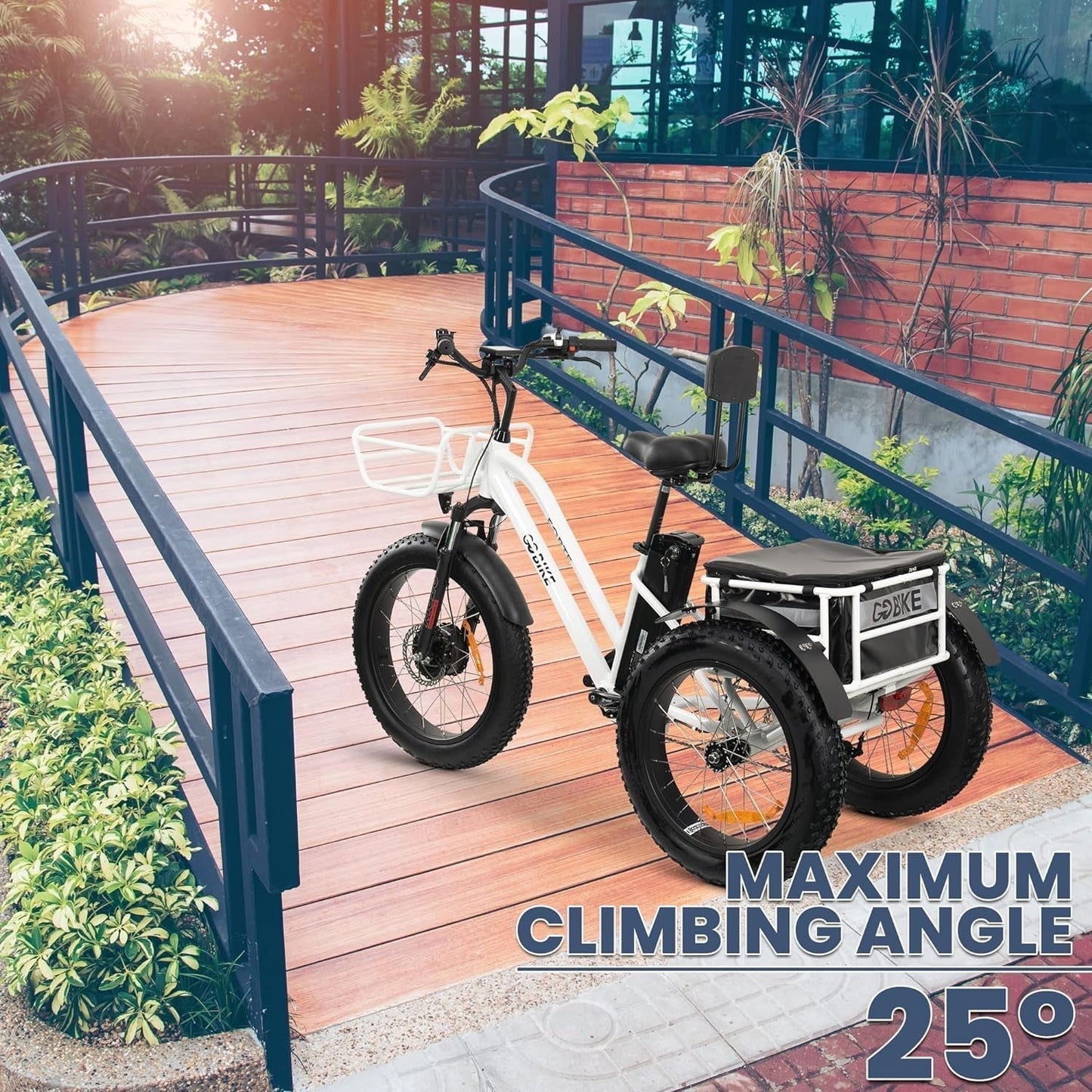 Electric Trike, 3 Wheel Motorized Bicycle with Big Wheels, Comfortable Three Wheel Tricycle for Adults, 750W Motor