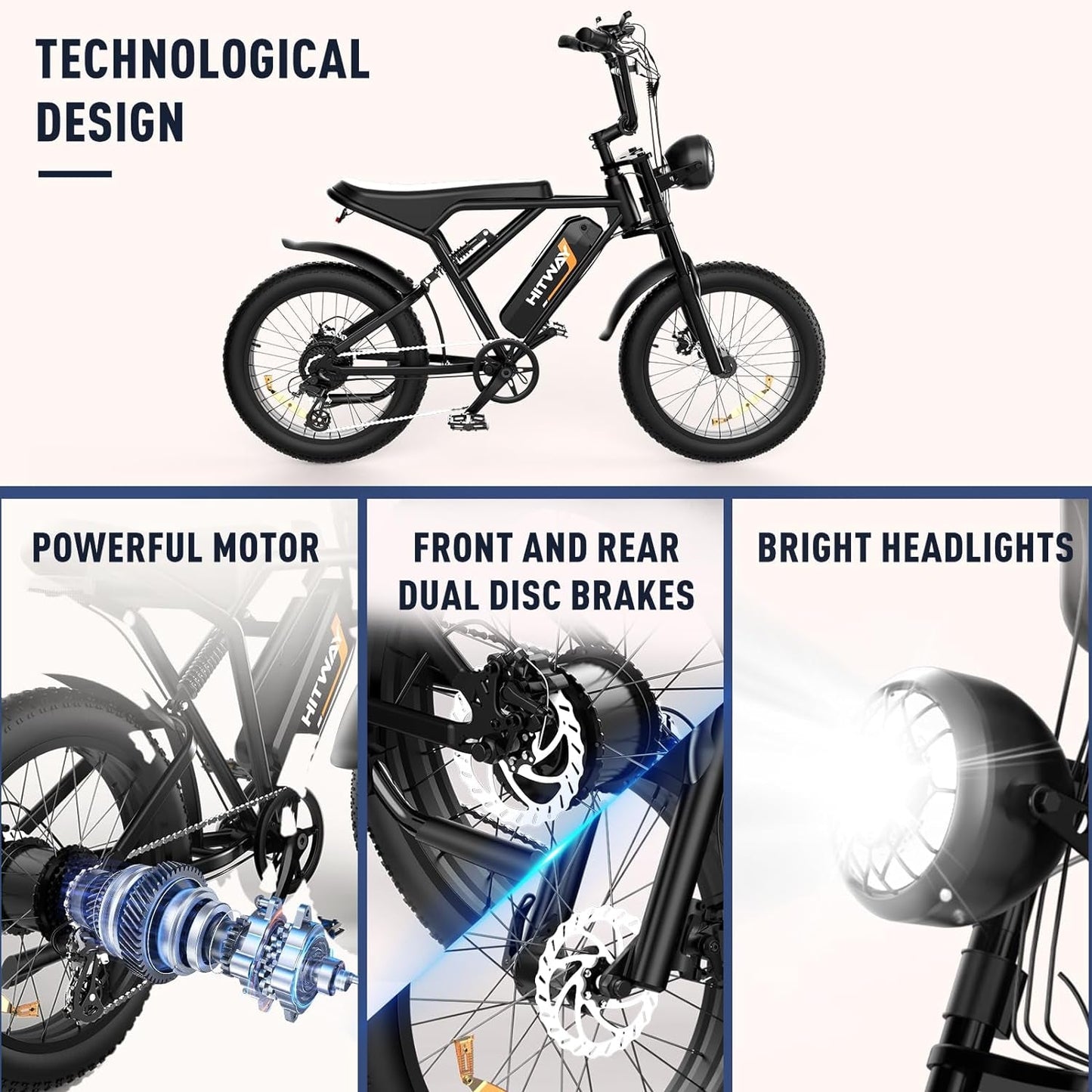E Bike Electric Bicycle for Adults 20 Inch 4.0 Fat Tire Ebikes, 48V 18AH/48V 15AH Mountain E-MTB Bicycle, 7 Gears for Commuting, up to 55-80Km