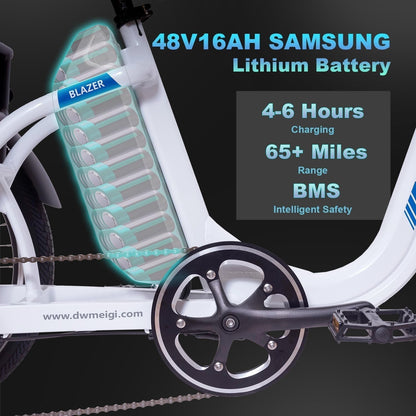 Step Thru Electric Tricycle for Adult, 750W Motor 48V 16AH Battery 65 MI Range, Full Suspension E Trikes with Turn Signal, Reverse Gear