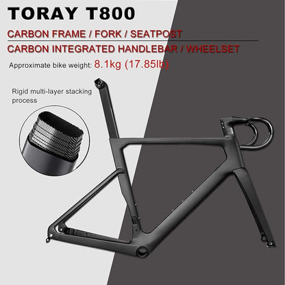 Full Carbon Road Bike,  700C Carbon Fiber Frame Road Bike with Shimano 105 22 Speed Disc Brake Racing Bicycle with Carbon Wheelset