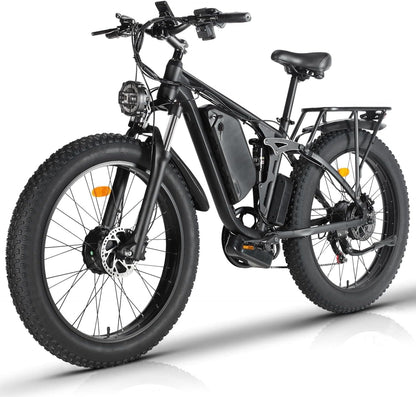 Smlro V3 plus Electric Bicycle 2000W Dual Motor Ebike 48V 22.4Ah Mountain Snow E Bike 35MPH Electric Bicycle 26" Fat Tire 7 Speed MTB for Trail Riding