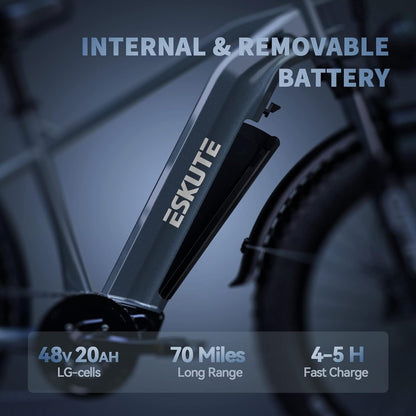 Spark X Electric Bike Fat Tires 26" X 4.0, Dirt Ebike 750W Hub Motor, 48V 20Ah Removable Internal Battery, up to 70 Miles, Max Speed 28 Mph, Electric