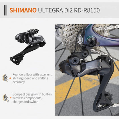 Carbon Road Bike, 24 Speeds Shifting Road Bicycle with Ultegra Di2 8170 Groupset, T1000 Full Carbon Race Bike with Carbon Frame and Carbon Wheelset.