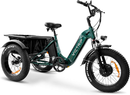 Three Wheel E-Bike for Adults 100+ Miles Long Range 750W 48V 31.5Ah Removable Dual Battery 3 Wheel Electric Bicycle with Large Basket for Seniors 20"