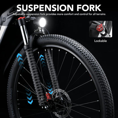 Electric Bike for Adults, 48V 17AH Removable LG Cells Battery Snow Ebike, 29" 750W Brushless Motor 32MPH Mountain Bicycles,Shimano 7-Speed with
