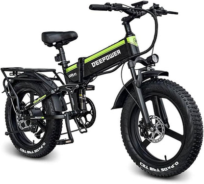 H20Pro Electric Bike, 1000W 20" Fat Tire Folding Electric Bicycle, 48V 20Ah Removable Lithium Battery, 7-Speed, Dual Shock Absorbers, Mountain Ebike