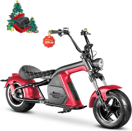 DOT Approved M8 Electric Motorcycle for Adults, 37MPH 2000W Motor 60V 30Ah Lithium Battery 40 Miles Range, Vacuum Tires Full Suspension Dual Hydraulic