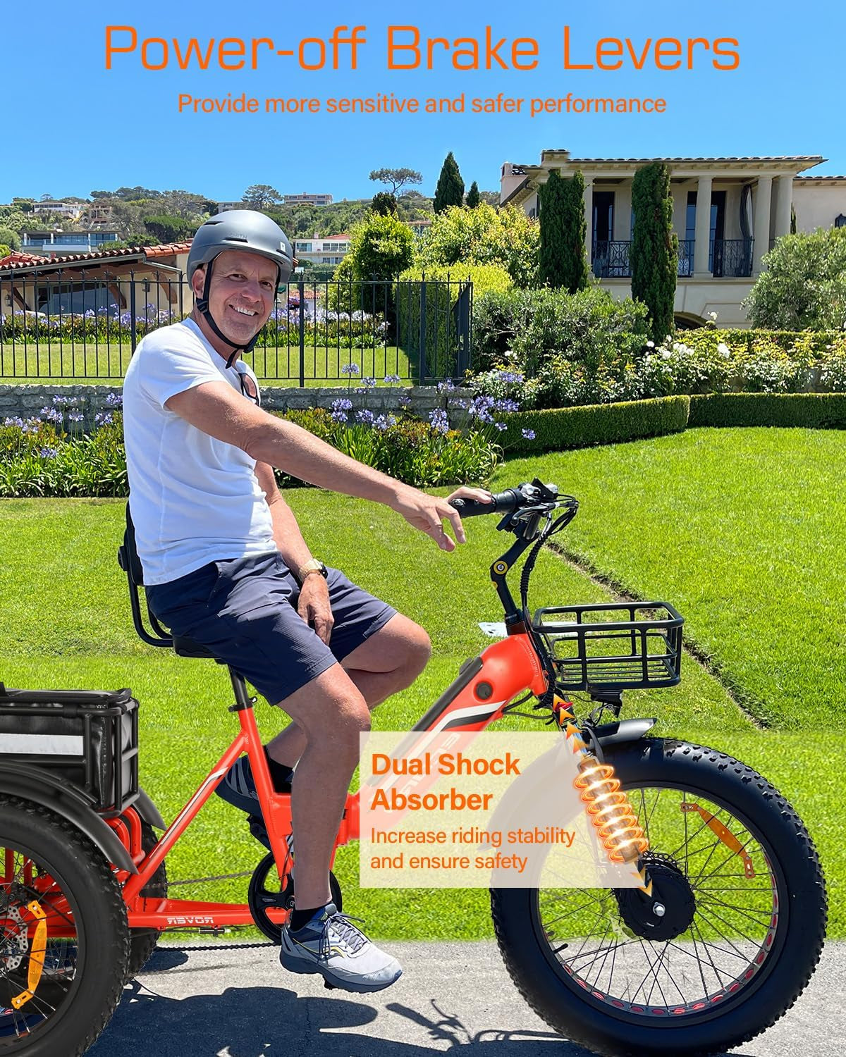 Electric Tricycle for Adults,  48V/10.4Ah Electric Trike with 500W Motor, Removable Battery, Bike Basket, for Sand Road, City Road, Gravel Road, Snowy