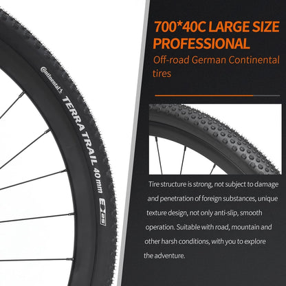 Carbon Gravel Road Bike,T800 Carbon Gravel Dis Brake Bicycle with Professional Adventure Shimano GRX400 20 Speed Groupset and Extra Wide Tires