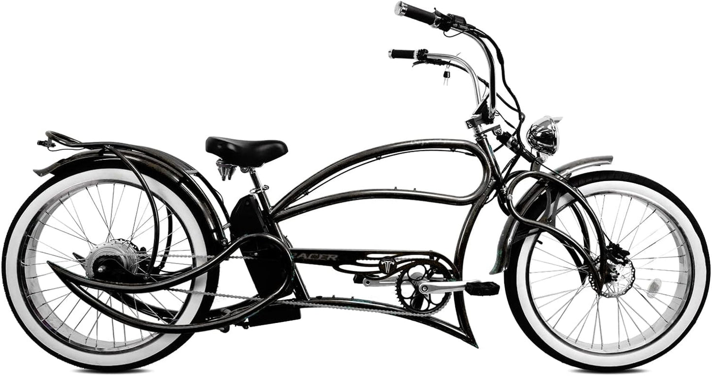 beyond Pro 26'' Classic Stretch Chopper Ebike with Spring Suspension Classical Fork, Disc Brake and Hi-Rise Steel Handlebar