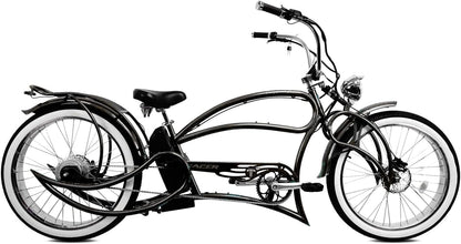 beyond Pro 26'' Classic Stretch Chopper Ebike with Spring Suspension Classical Fork, Disc Brake and Hi-Rise Steel Handlebar