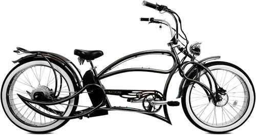 beyond Pro 26'' Classic Stretch Chopper Ebike with Spring Suspension Classical Fork, Disc Brake and Hi-Rise Steel Handlebar