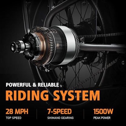 Electric Bike for Adults, 48V 28.4Ah/14.4Ah LG Dual Battery Cargo Ebike, 140 Miles Long Range, 1330W Peak Motor, Fat Tire Electric Bike, Step through