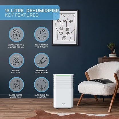 Air Pro 12L/Day Digital Dehumidifier Large 2L Tank