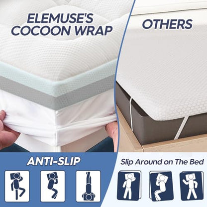 ELEMUSE 4 Inch Memory Foam Mattress Topper Single Bed