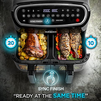 Duronic Air Fryer AF24, 9L Large Dual Zone