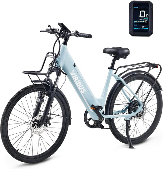 Electric Bike for Adults, 48V 15Ah 28Mph E Bike for Adults, 26" 500W Electric Cruiser Bike for Women Men, City Commuter Step through Ebike, 7 Speed