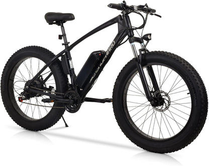 Electric Bike for Adults, 26" X 4" Fat Tire Ebike, 500W (Peak 750W) Mountain Electric Bicycles 20 MPH, 40 Miles 48V Li-Ion Battery, 21 Speed, Air