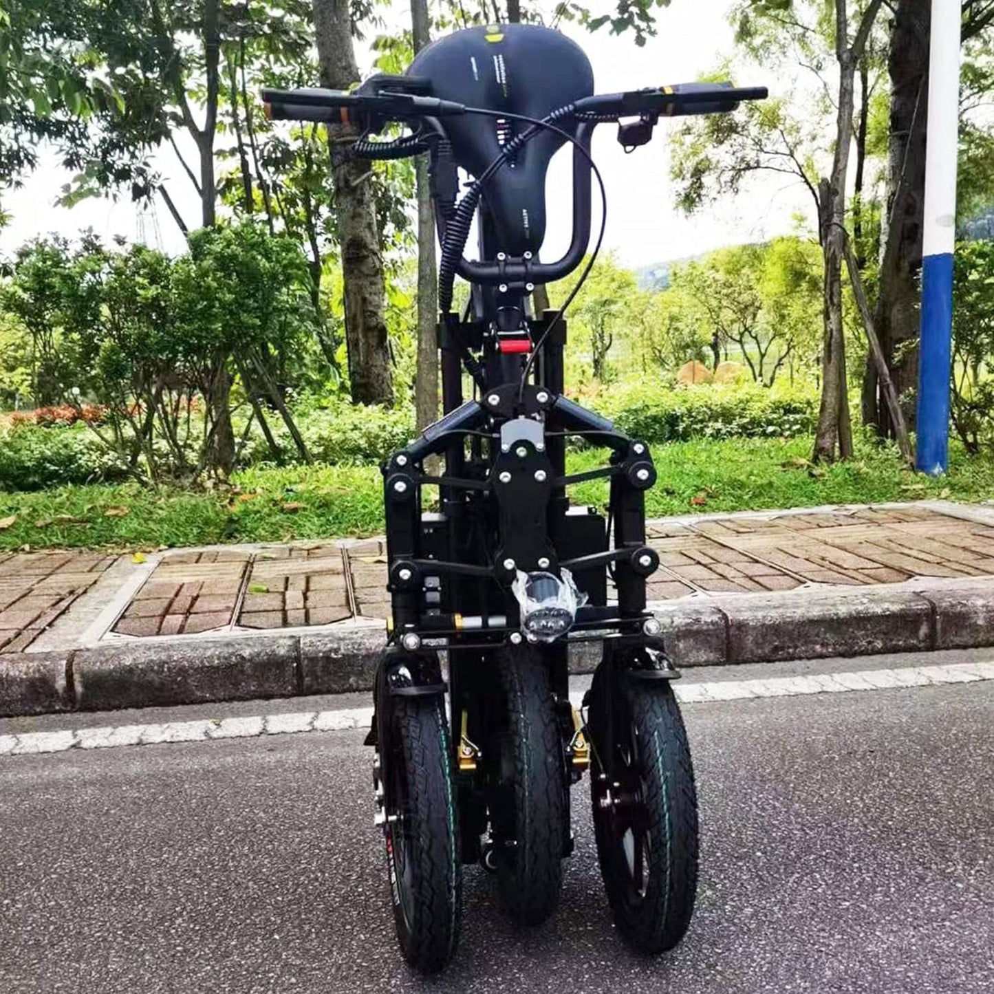 3 Wheel Folding Electric Bicycle Scooter 14" 500W Afreda Official S6 Electric Tricycle Bike 15.6Ah 25MPH Off- Road Balance E Trike with 2 Seats 50KM