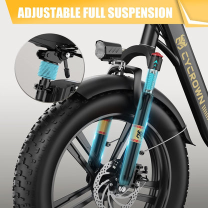 Cycfree Electric Bike for Adults up to 25MPH, 48V 20Ah Removable Battery Foldable Ebike with 750W Motor, 75 Miles Folding Ebikes for Adults 20" X 4.0"