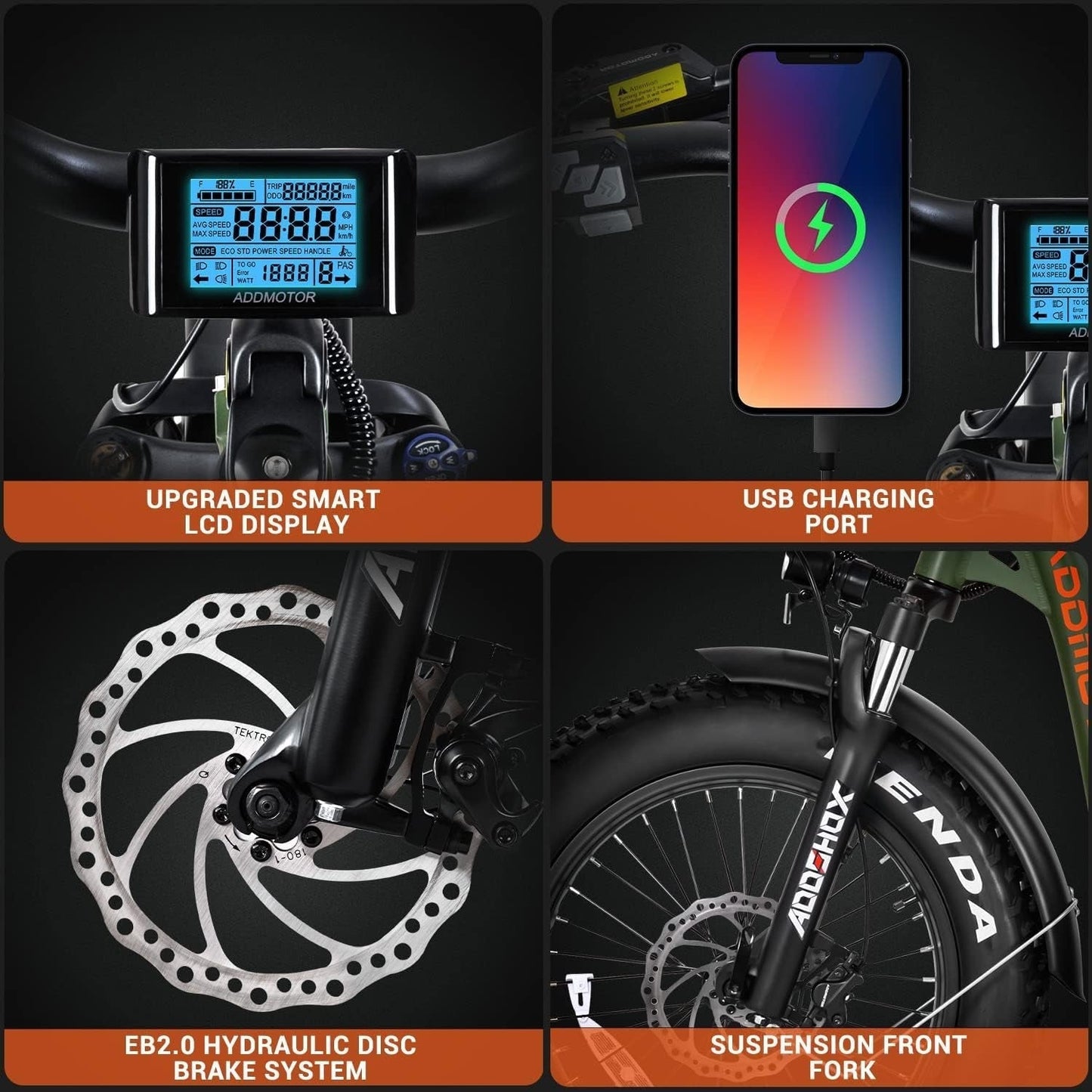 M-81 Electric Bike for Adults,750W 105 Miles, 48V 20AH Removable Samsung Battery UL Certified, Long-Tail Cargo Electric Bicycle, 20"X4" Fat Tire