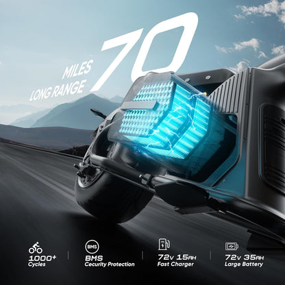 4000W M8S Electric Motorcycle for Adults,50 MPH 72V 35Ah Lithium Battery 70 Miles Long Range, Full Suspension Dual Hydraulic Brakes,Ip6 Color LCD