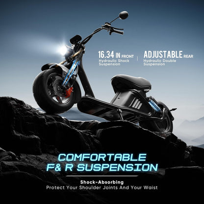 M2 3000W Electric Motorcycle, 46MPH 50Miles Range DOT Approved Electric Moped, 60V 40Ah Battery Dual Suspension Electric Motorcycle for Adults