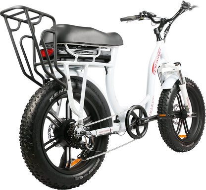 DJ Super Bike Step Thru 750W 48V 13Ah Power Electric Bicycle, Pearl White, LED Bike Light, Suspension Fork and Shimano Gear