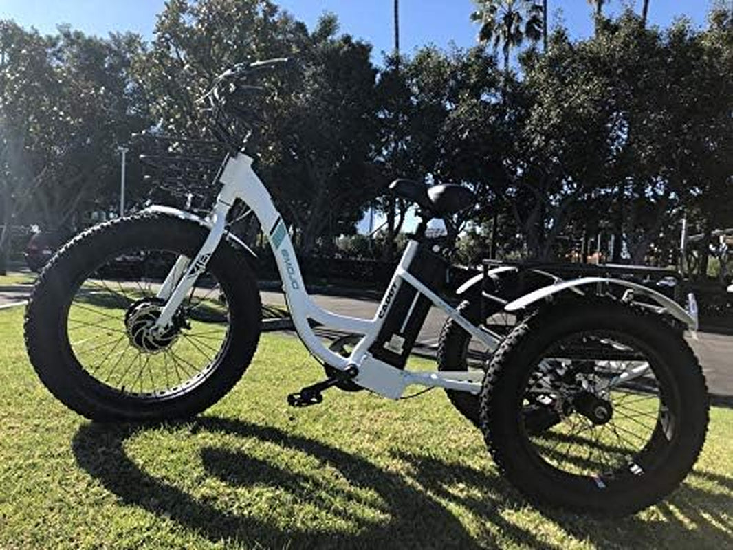 Caddy Pro/Caddy Élecṭrīc Ṭrīcycle 48V 500W Best Élecṭrīc Ṭrīke 24 Inch Fat Tire Eṭrīke 3 Wheel Ébīᴋe Rear Basket Cargo for Heavy Carrying