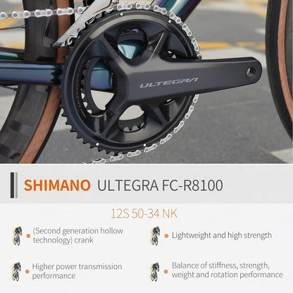 Carbon Road Bike, 24 Speeds Shifting Road Bicycle with Ultegra Di2 8170 Groupset, T1000 Full Carbon Race Bike with Carbon Frame and Carbon Wheelset.