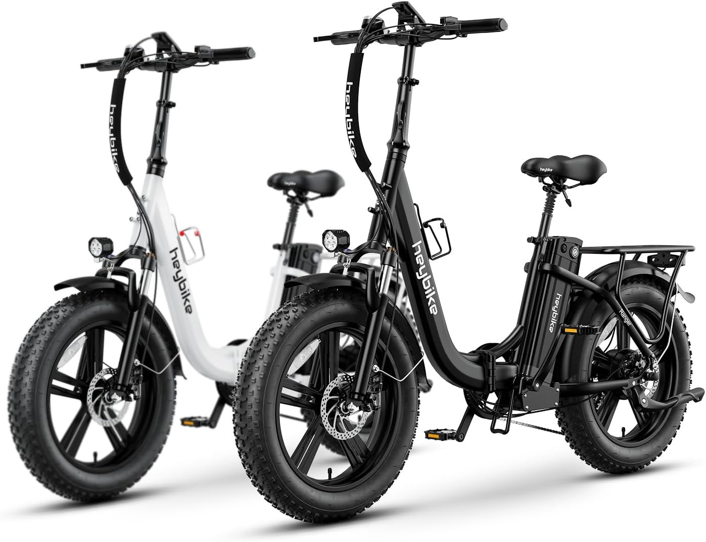 Ranger Electric Bike for Adults 500W Foldable Ebike with 48V 15Ah Removable Battery, Hey Bike 20" X 4.0 Fat Tire Electric Bicycle Step-Thru Folding