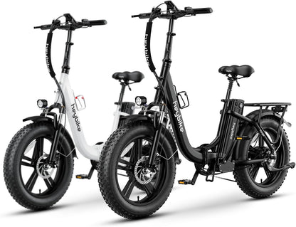 Ranger Electric Bike for Adults 500W Foldable Ebike with 48V 15Ah Removable Battery, Hey Bike 20" X 4.0 Fat Tire Electric Bicycle Step-Thru Folding