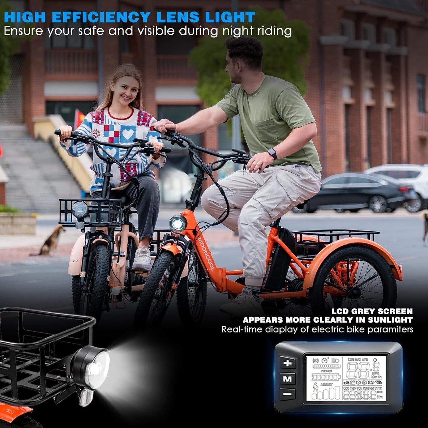 Electric Tricycle Adult Electric Bicycles, 350W 36V Electric Trike, 24" 26" 3 Wheel Electric Bike Ebike E Bicycle with Removable Battery, Motorized