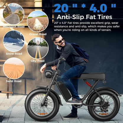 Electric Bike for Adults,Electric Bicycle 2000W 48V/22.4Ah 34MPH,1000W 48V/20Ah 35MPH Electric Mountain Bike,12-Speed 20"*4.0 Fat Tire Electric